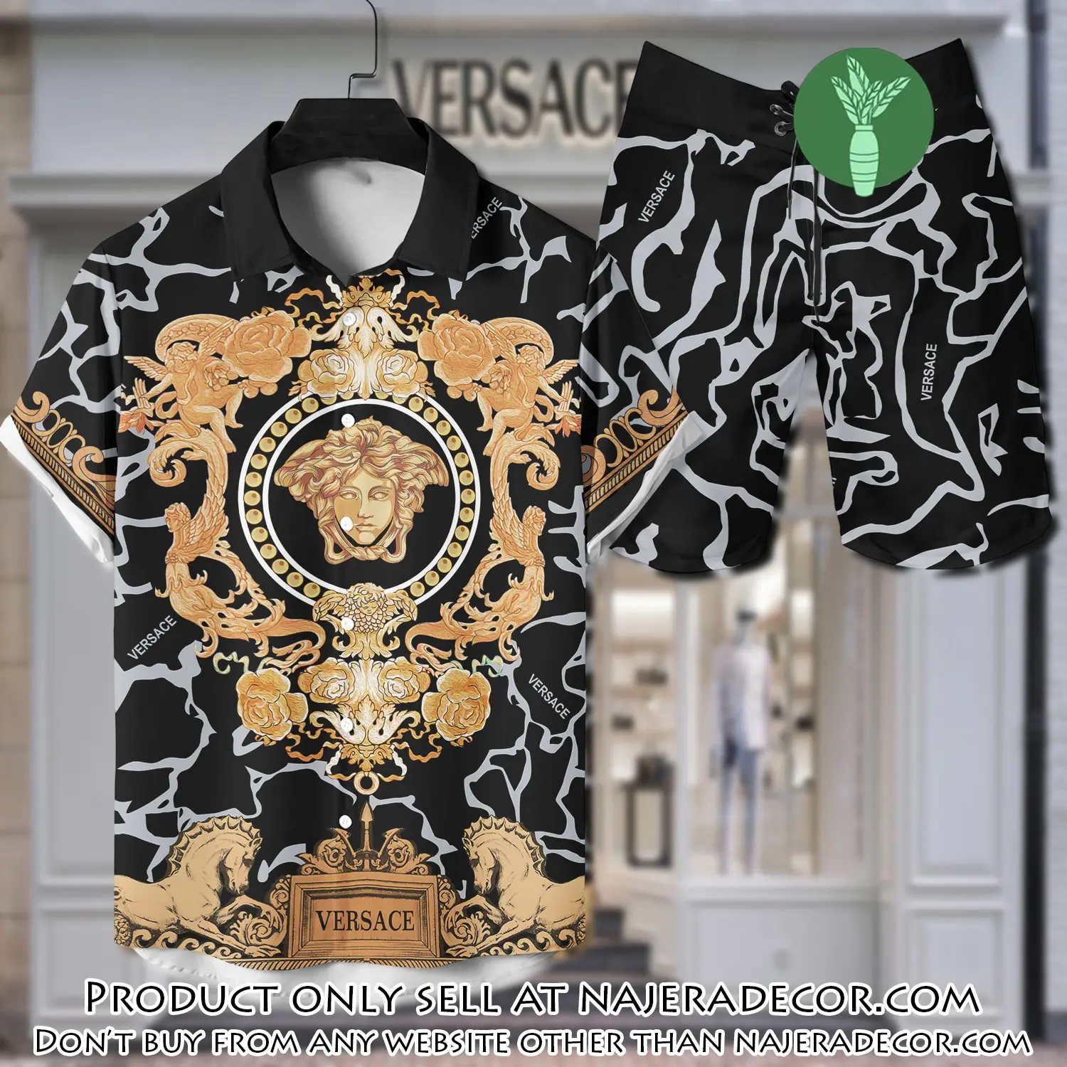 Versace luxury hawaiian shirt & short set lhs1204 njr2206333